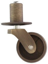 Solid Brass Pivot-and-Plate Caster with 1 inch Brass Wheel in Antique Brass.